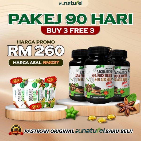 Harga promosi pakej 90 hari softgel sacha inchi aunaturel