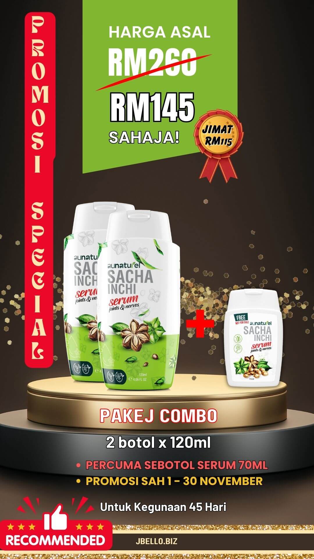 Promo Serum Sacha Inchi Aunaturel Pakej Combo Bulan November