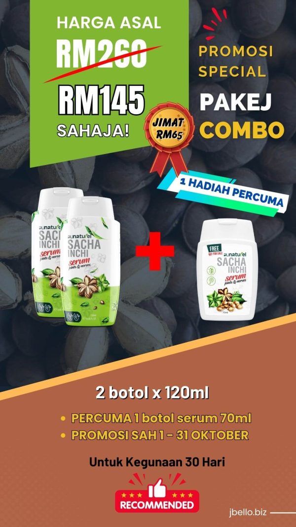 Promosi serum sacha inchi aunaturel pakej combo oktober