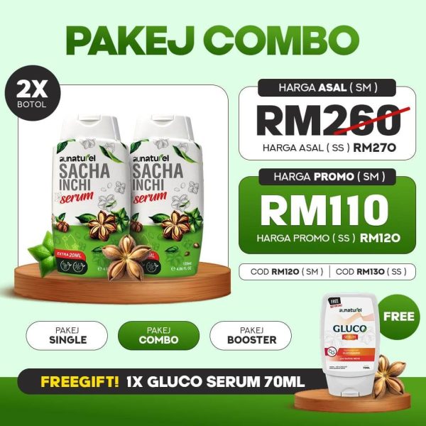 Promosi serum sacha inchi aunaturel pakej Combo RM110