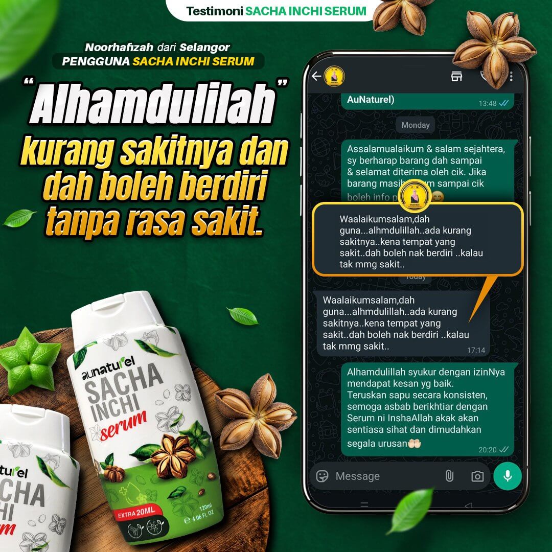 Testimoni serum sacha inchi aunaturel boleh berdiri