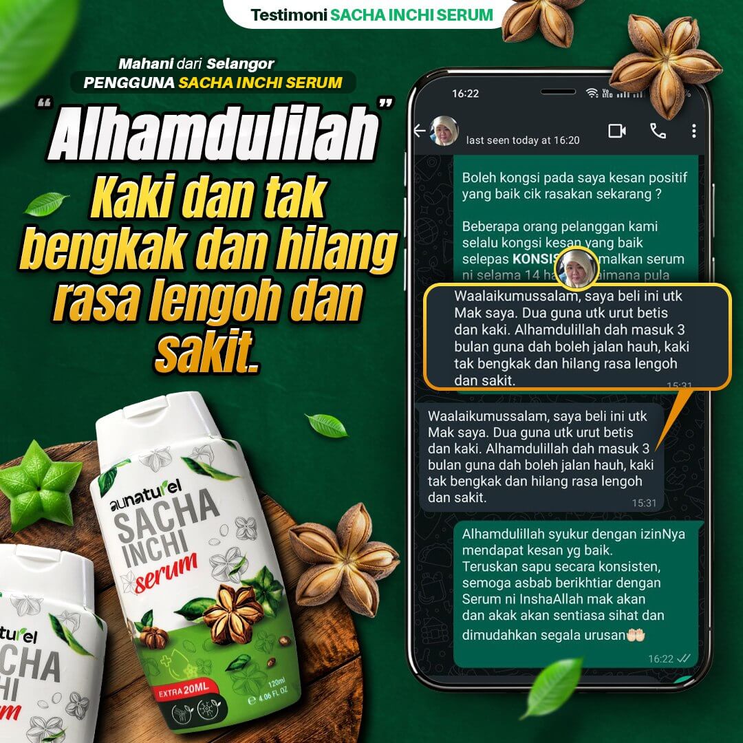 Testimoni serum sacha inchi aunaturel kaki dah tak bengkak