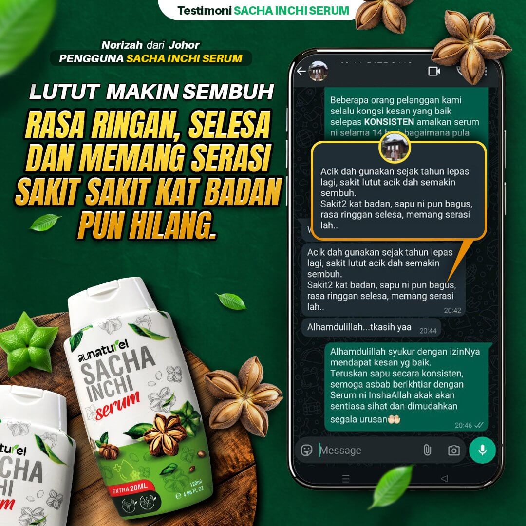 Testimoni serum sacha inchi aunaturel lutut rasa ringan